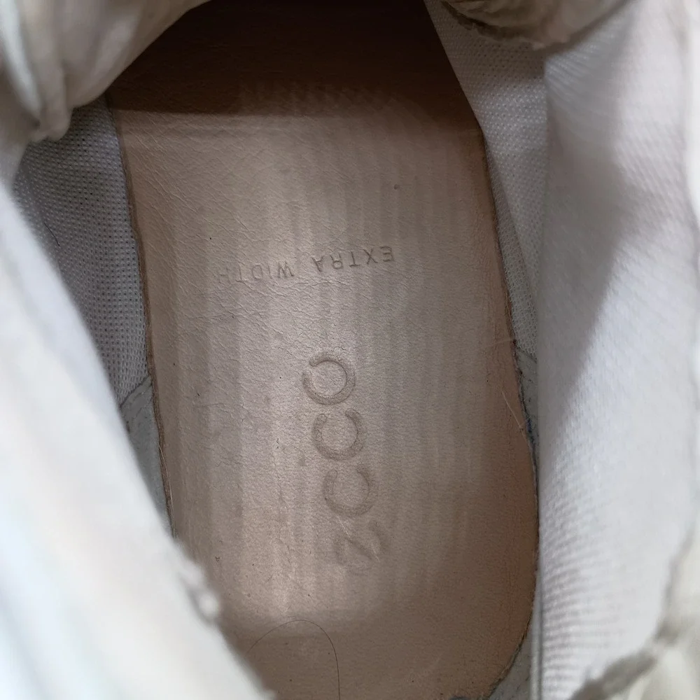 ECCO Soft 7 White Leather High Top Sneakers Mens Size 41‎ Extra Width